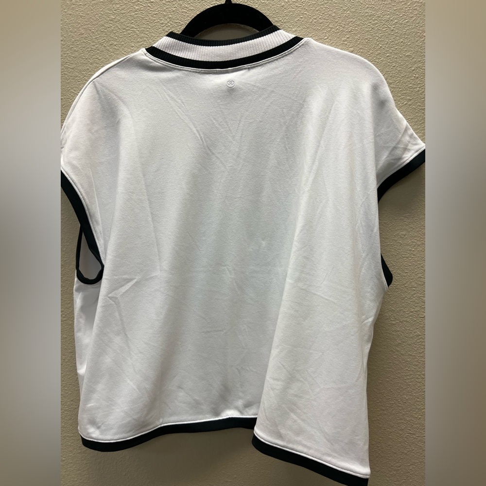 Calia - XL - New With Tags - Women's White and Black Trim Rib Crop Tank - Picture 7 of 9